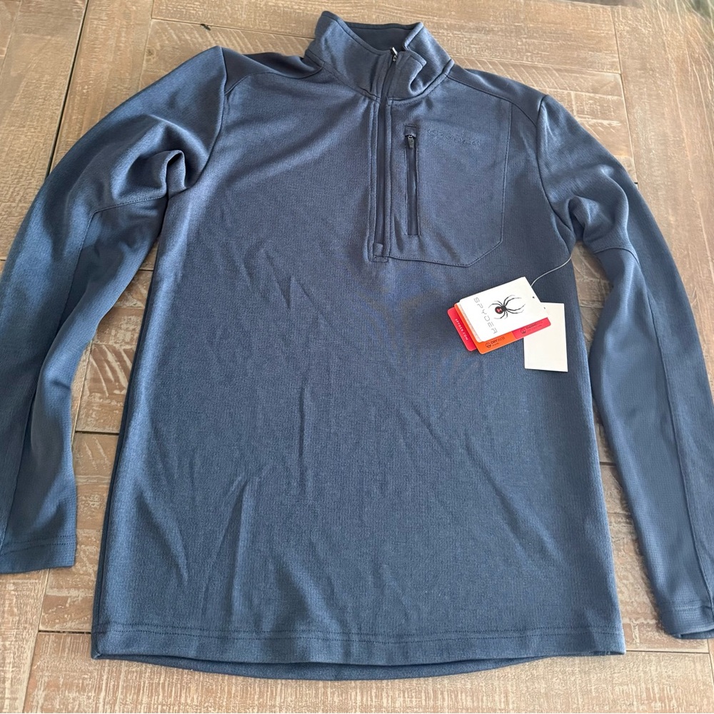 NWT SPYDER 1/4 Zip Thermoweb 1.0 Shirt Pullover Men’s Navy Sz Small